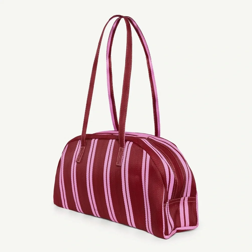 NWOT MONTY ARC SHOULDER BAG STRIPED PINK AND MALBEC - Picture 2 of 3